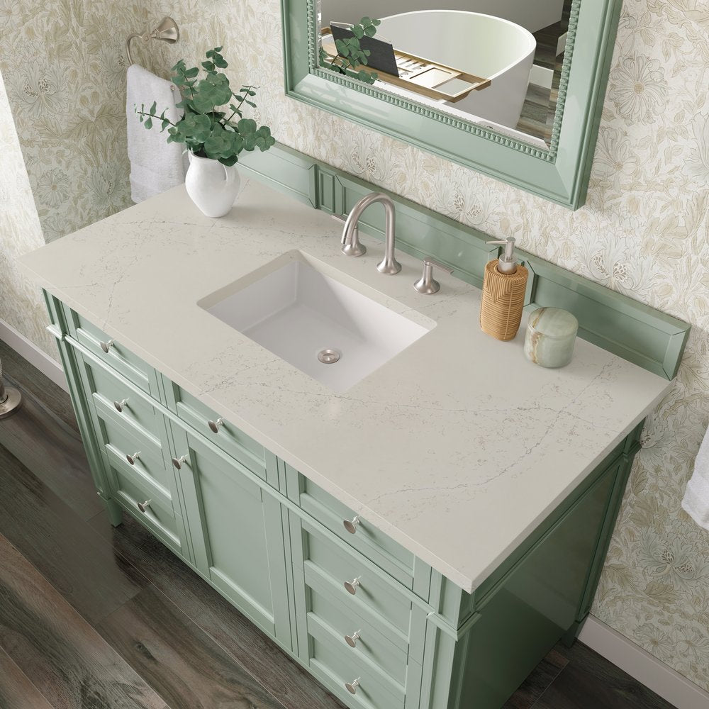 James Martin - Brittany 48" Single Vanity, Sage Green, w/ 3 CM Siberian Silestone Top - 650-V48-SGR-3SFR view 6