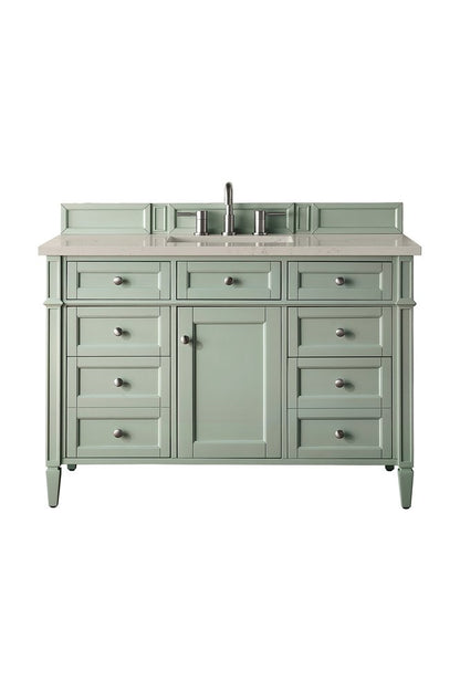 James Martin - Brittany 48" Single Vanity, Sage Green, w/ 3 CM Siberian Silestone Top w/FreePower Wireless Charger - 650-V48-SGR-FSFR view 1