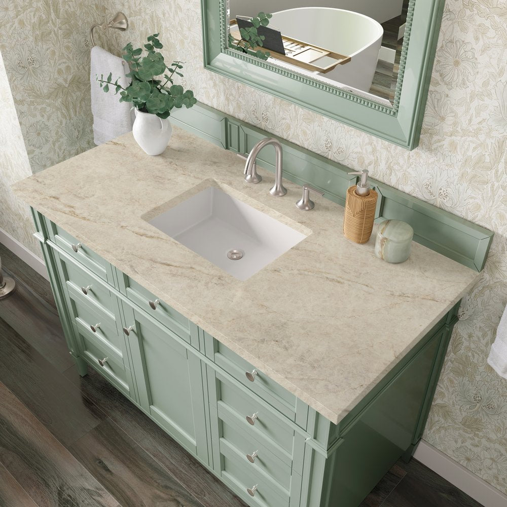 James Martin - Brittany 48" Single Vanity, Sage Green, w/ 3 CM Tajnar Eclos Top - 650-V48-SGR-3TJR view 6