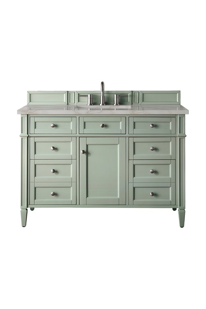 James Martin - Brittany 48" Single Vanity, Sage Green w/ 3 CM Victorian Silver Silestone Top - 650-V48-SGR-3VSL view 1