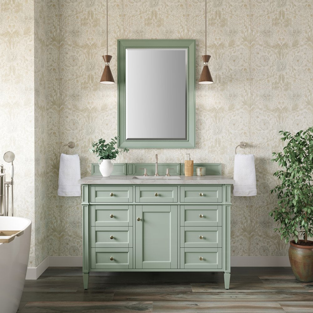 James Martin - Brittany 48" Single Vanity, Sage Green w/ 3 CM Victorian Silver Silestone Top - 650-V48-SGR-3VSL view 3