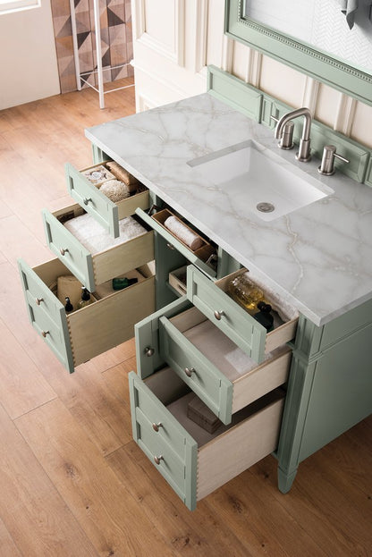 James Martin - Brittany 48" Single Vanity, Sage Green w/ 3 CM Victorian Silver Silestone Top - 650-V48-SGR-3VSL view 5