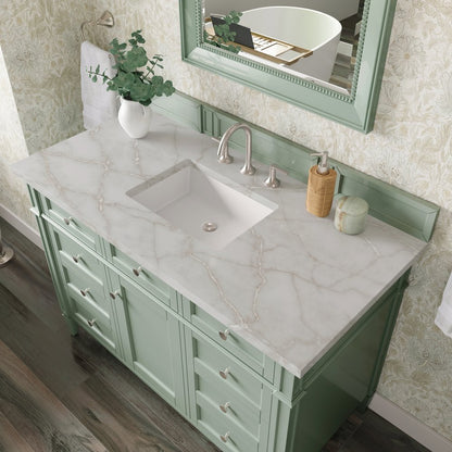 James Martin - Brittany 48" Single Vanity, Sage Green w/ 3 CM Victorian Silver Silestone Top - 650-V48-SGR-3VSL view 7