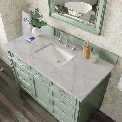 James Martin - Brittany 48" Single Vanity, Sage Green w/ 3 CM Victorian Silver Silestone Top w/FreePower Wireless Charger - 650-V48-SGR-FVSL view 8