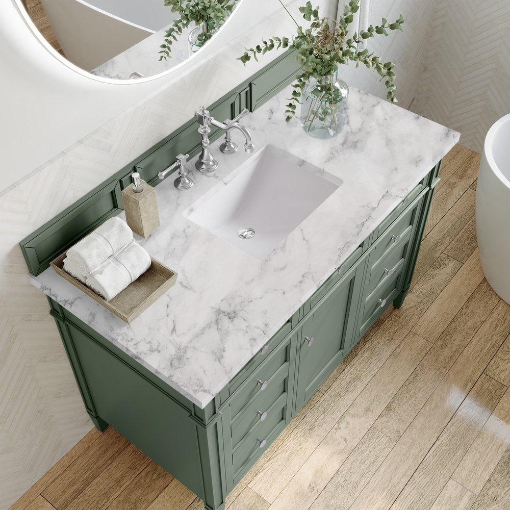 James Martin - Brittany 48" Single Vanity, Smokey Celadon w/ 3 CM Carrara Marble Top - 650-V48-SC-3CAR view 6