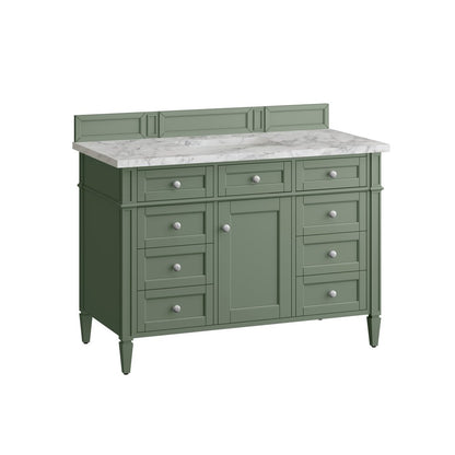 James Martin - Brittany 48" Single Vanity, Smokey Celadon w/ 3 CM Carrara Marble Top - 650-V48-SC-3CAR view 7