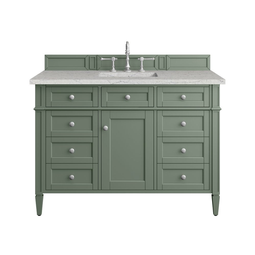 James Martin - Brittany 48" Single Vanity, Smokey Celadon w/ 3 CM Eternal Jasmine Pearl Top - 650-V48-SC-3EJP view 1