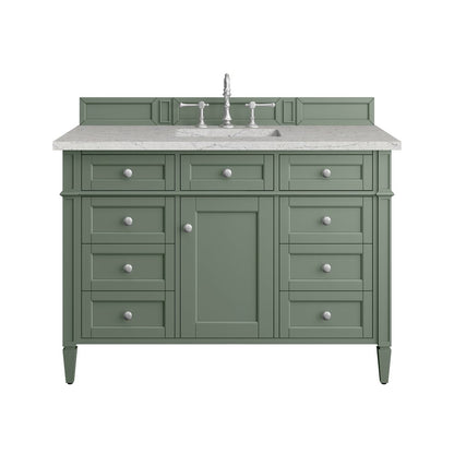 James Martin - Brittany 48" Single Vanity, Smokey Celadon w/ 3 CM Eternal Jasmine Pearl Top - 650-V48-SC-3EJP view 1
