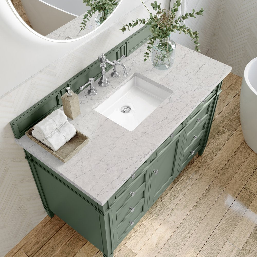 James Martin - Brittany 48" Single Vanity, Smokey Celadon w/ 3 CM Eternal Jasmine Pearl Top - 650-V48-SC-3EJP view 6