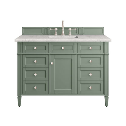 James Martin - Brittany 48" Single Vanity, Smokey Celadon w/ 3 CM Eternal Jasmine Pearl Top w/FreePower Wireless Charger - 650-V48-SC-FEJP view 1
