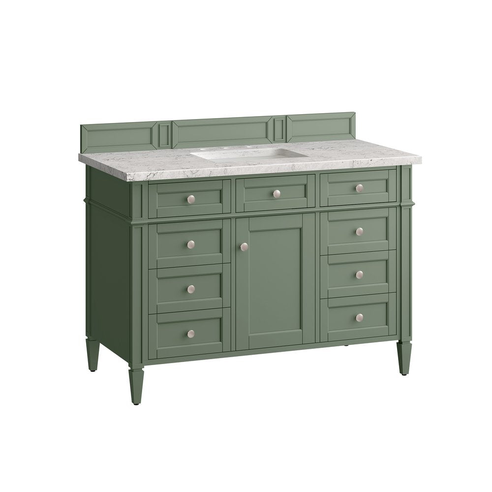 James Martin - Brittany 48" Single Vanity, Smokey Celadon w/ 3 CM Eternal Jasmine Pearl Top w/FreePower Wireless Charger - 650-V48-SC-FEJP view 9
