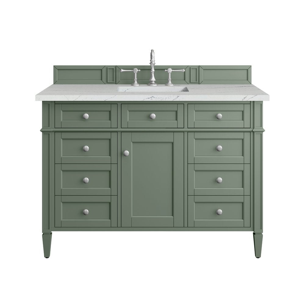 James Martin - Brittany 48" Single Vanity, Smokey Celadon w/ 3 CM Ethereal Noctis Top - 650-V48-SC-3ENC view 1