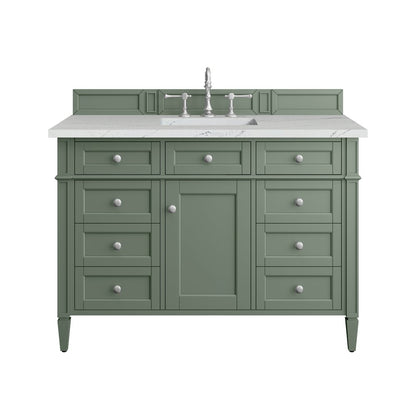 James Martin - Brittany 48" Single Vanity, Smokey Celadon w/ 3 CM Ethereal Noctis Top - 650-V48-SC-3ENC view 1