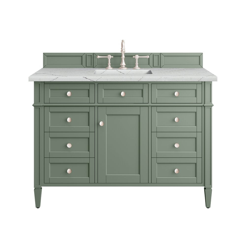 James Martin - Brittany 48" Single Vanity, Smokey Celadon w/ 3 CM Ethereal Noctis Top w/FreePower Wireless Charger - 650-V48-SC-FENC view 1