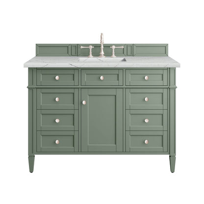 James Martin - Brittany 48" Single Vanity, Smokey Celadon w/ 3 CM Ethereal Noctis Top w/FreePower Wireless Charger - 650-V48-SC-FENC view 1
