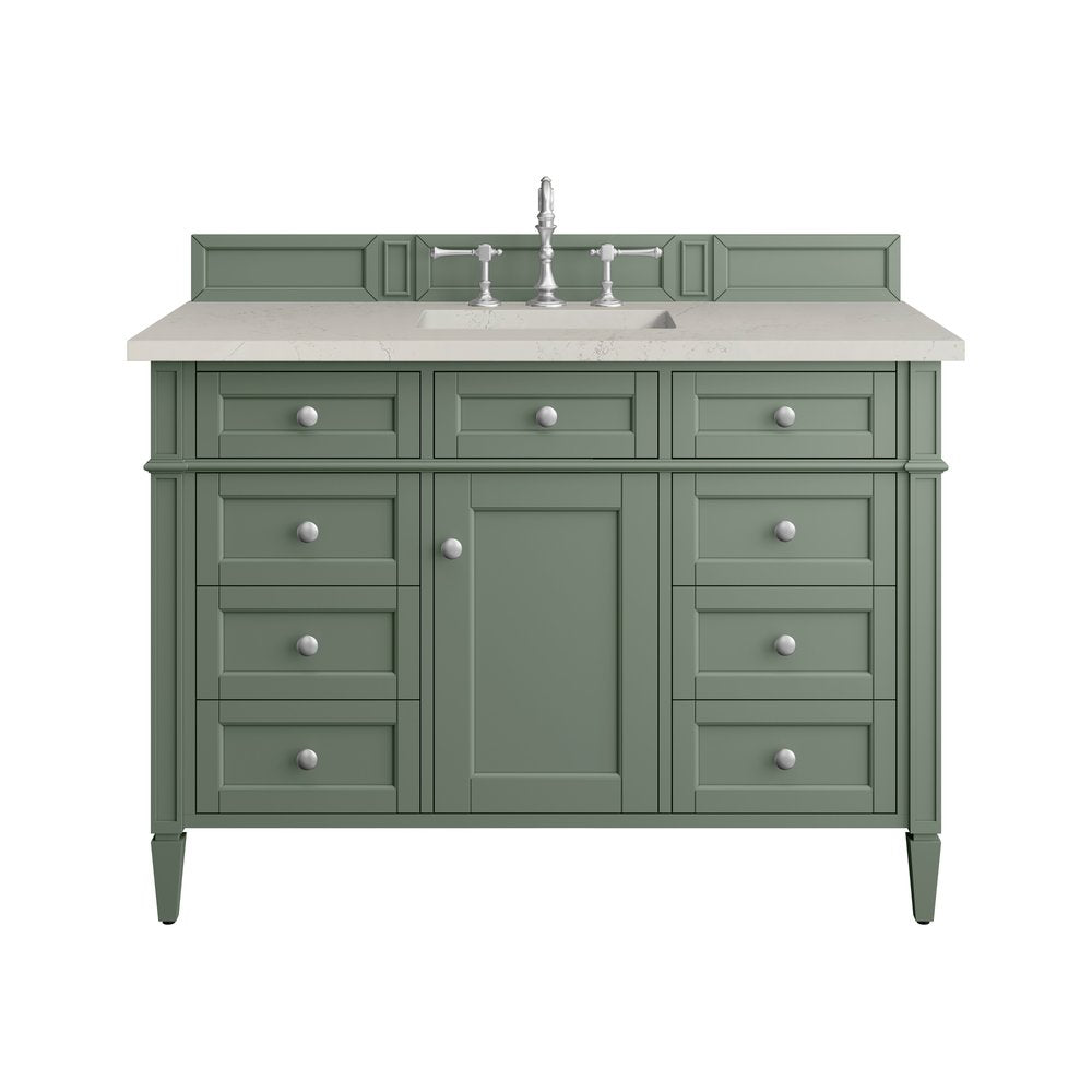 James Martin - Brittany 48" Single Vanity, Smokey Celadon, w/ 3 CM Siberian Silestone Top - 650-V48-SC-3SFR view 1