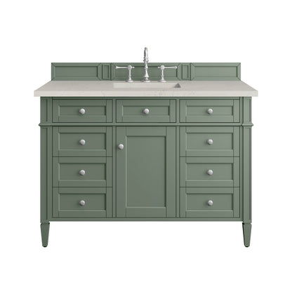 James Martin - Brittany 48" Single Vanity, Smokey Celadon, w/ 3 CM Siberian Silestone Top - 650-V48-SC-3SFR view 1