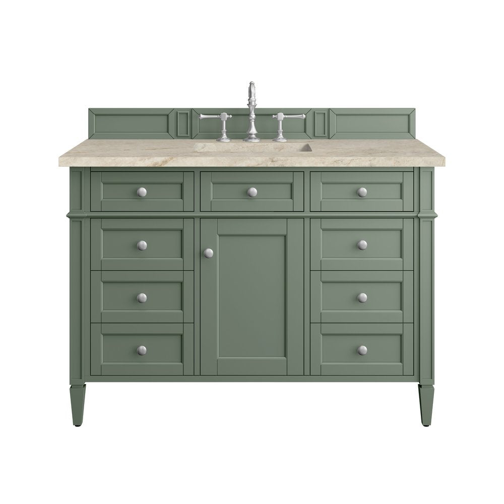 James Martin - Brittany 48" Single Vanity, Smokey Celadon, w/ 3 CM Tajnar Eclos Top - 650-V48-SC-3TJR view 1