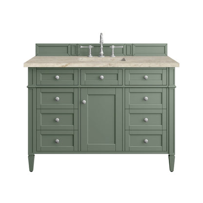 James Martin - Brittany 48" Single Vanity, Smokey Celadon, w/ 3 CM Tajnar Eclos Top - 650-V48-SC-3TJR view 1