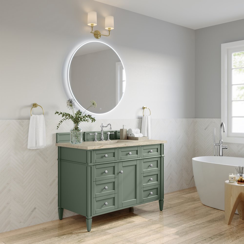 James Martin - Brittany 48" Single Vanity, Smokey Celadon, w/ 3 CM Tajnar Eclos Top - 650-V48-SC-3TJR view 4