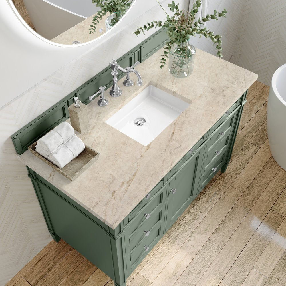 James Martin - Brittany 48" Single Vanity, Smokey Celadon, w/ 3 CM Tajnar Eclos Top - 650-V48-SC-3TJR view 6
