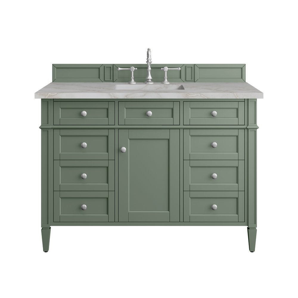 James Martin - Brittany 48" Single Vanity, Smokey Celadon w/ 3 CM Victorian Silver Top - 650-V48-SC-3VSL view 1