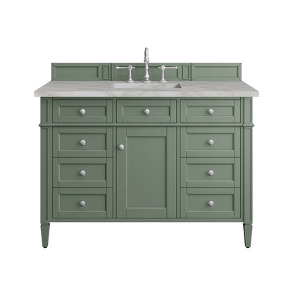 James Martin - Brittany 48" Single Vanity, Smokey Celadon w/ 3 CM Victorian Silver Top - 650-V48-SC-3VSL view 1