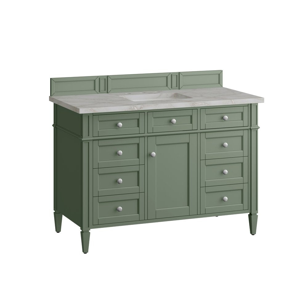 James Martin - Brittany 48" Single Vanity, Smokey Celadon w/ 3 CM Victorian Silver Top - 650-V48-SC-3VSL view 7