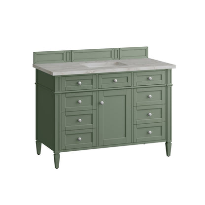 James Martin - Brittany 48" Single Vanity, Smokey Celadon w/ 3 CM Victorian Silver Top - 650-V48-SC-3VSL view 7