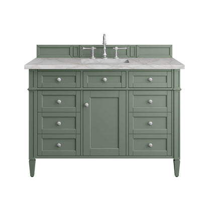 James Martin - Brittany 48" Single Vanity, Smokey Celadon w/ 3 CM Victorian Silver Top w/FreePower Wireless Charger - 650-V48-SC-FVSL view 1