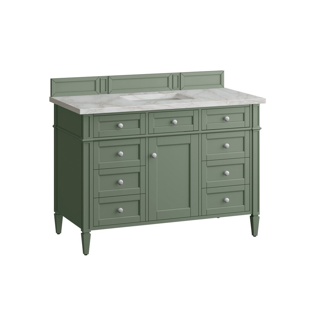 James Martin - Brittany 48" Single Vanity, Smokey Celadon w/ 3 CM Victorian Silver Top w/FreePower Wireless Charger - 650-V48-SC-FVSL view 8