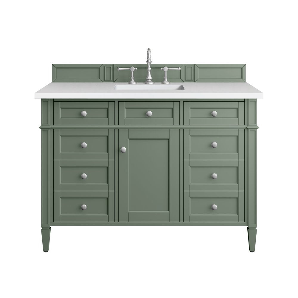 James Martin - Brittany 48" Single Vanity, Smokey Celadon w/ 3 CM White Zeus Top - 650-V48-SC-3WZ view 1