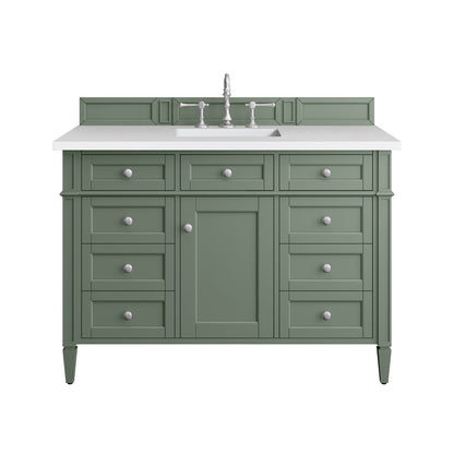 James Martin - Brittany 48" Single Vanity, Smokey Celadon w/ 3 CM White Zeus Top - 650-V48-SC-3WZ view 1