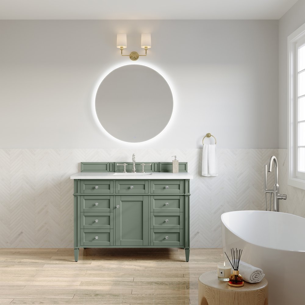 James Martin - Brittany 48" Single Vanity, Smokey Celadon w/ 3 CM White Zeus Top - 650-V48-SC-3WZ view 3