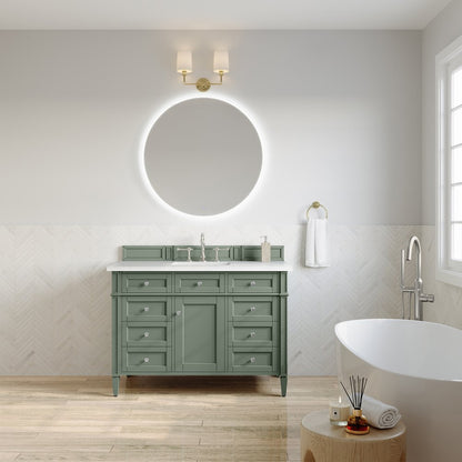 James Martin - Brittany 48" Single Vanity, Smokey Celadon w/ 3 CM White Zeus Top - 650-V48-SC-3WZ view 3