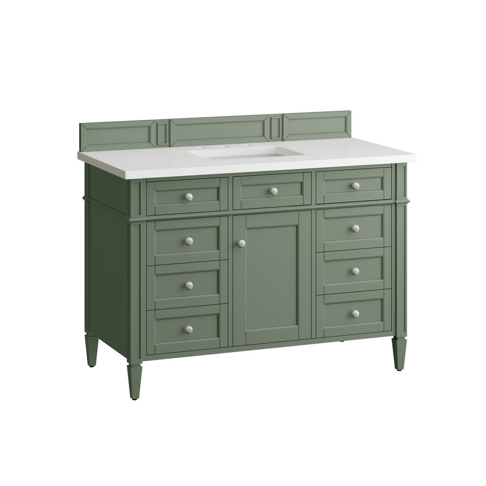 James Martin - Brittany 48" Single Vanity, Smokey Celadon w/ 3 CM White Zeus Top - 650-V48-SC-3WZ view 7