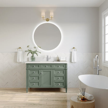 James Martin - Brittany 48" Single Vanity, Smokey Celadon w/ Single Hole 3 CM White Zeus Top & Backsplash - 650-V48-SC-1WZ view 3
