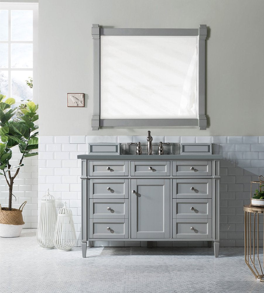 James Martin - Brittany 48" Single Vanity, Urban Gray w/ 3 CM Cala Blue Silestone Top - 650-V48-UGR-3CBL view 3