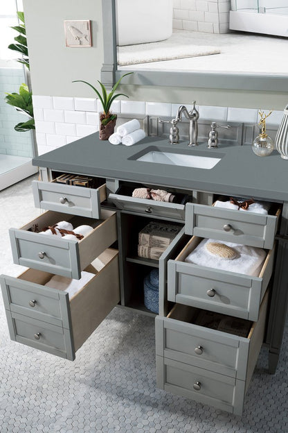 James Martin - Brittany 48" Single Vanity, Urban Gray w/ 3 CM Cala Blue Silestone Top - 650-V48-UGR-3CBL view 6