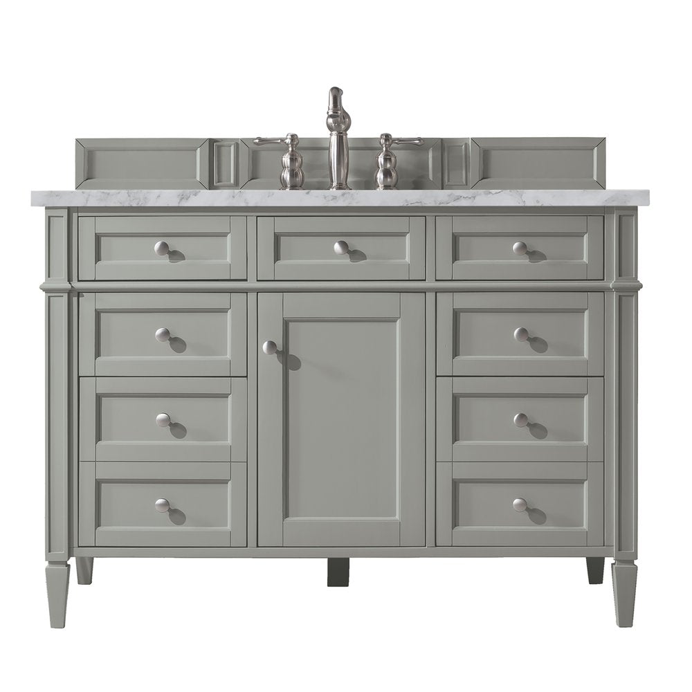 James Martin - Brittany 48" Single Vanity, Urban Gray w/ 3 CM Carrara Marble Top - 650-V48-UGR-3CAR view 1