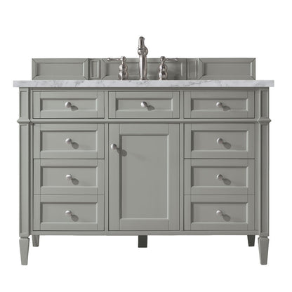 James Martin - Brittany 48" Single Vanity, Urban Gray w/ 3 CM Carrara Marble Top - 650-V48-UGR-3CAR view 1