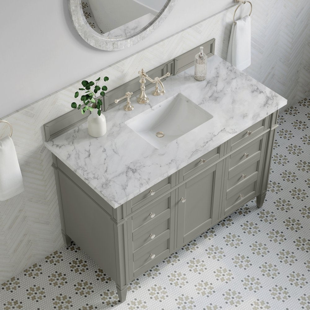 James Martin - Brittany 48" Single Vanity, Urban Gray w/ 3 CM Carrara Marble Top - 650-V48-UGR-3CAR view 8