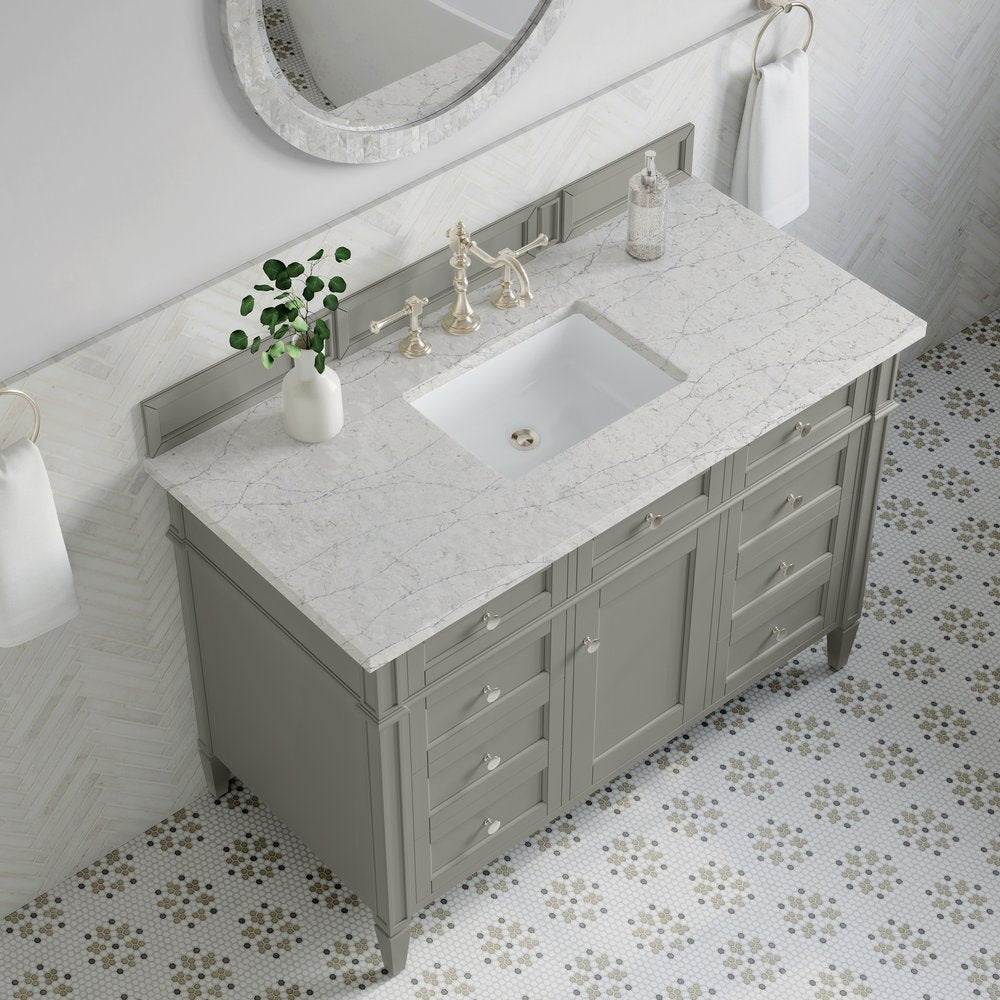 James Martin - Brittany 48" Single Vanity, Urban Gray w/ 3 CM Eternal Jasmine Pearl Silestone Top - 650-V48-UGR-3EJP view 7
