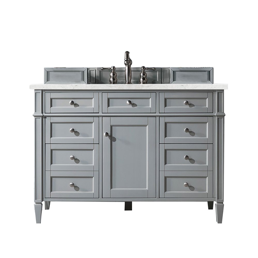 James Martin - Brittany 48" Single Vanity, Urban Gray w/ 3 CM Eternal Jasmine Pearl Silestone Top w/FreePower Wireless Charger - 650-V48-UGR-FEJP view 1