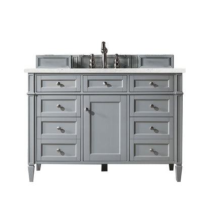 James Martin - Brittany 48" Single Vanity, Urban Gray w/ 3 CM Eternal Jasmine Pearl Silestone Top w/FreePower Wireless Charger - 650-V48-UGR-FEJP view 1