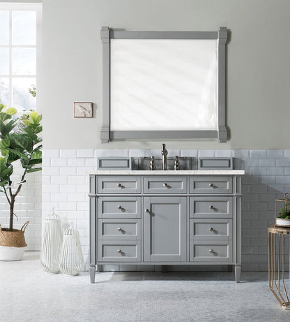 James Martin - Brittany 48" Single Vanity, Urban Gray w/ 3 CM Eternal Jasmine Pearl Silestone Top w/FreePower Wireless Charger - 650-V48-UGR-FEJP view 4