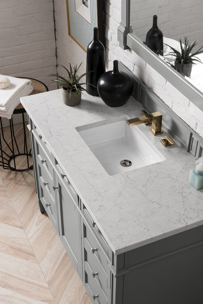 James Martin - Brittany 48" Single Vanity, Urban Gray w/ 3 CM Eternal Jasmine Pearl Silestone Top w/FreePower Wireless Charger - 650-V48-UGR-FEJP view 5