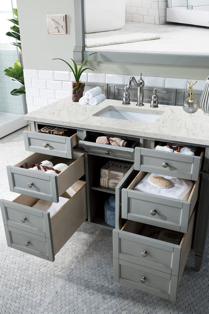 James Martin - Brittany 48" Single Vanity, Urban Gray w/ 3 CM Eternal Jasmine Pearl Silestone Top w/FreePower Wireless Charger - 650-V48-UGR-FEJP view 6