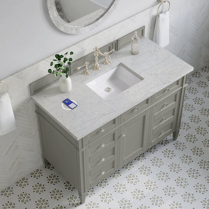 James Martin - Brittany 48" Single Vanity, Urban Gray w/ 3 CM Eternal Jasmine Pearl Silestone Top w/FreePower Wireless Charger - 650-V48-UGR-FEJP view 8