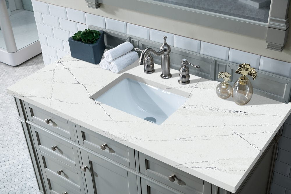 James Martin - Brittany 48" Single Vanity, Urban Gray w/ 3 CM Ethereal Noctis Silestone Top w/FreePower Wireless Charger - 650-V48-UGR-FENC view 6